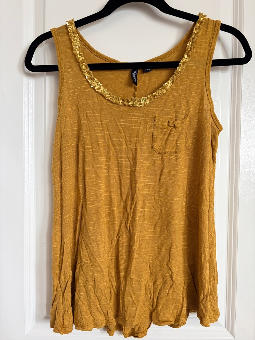 Relativity Mustard Sequin-Trim Tank Top – Petite Medium